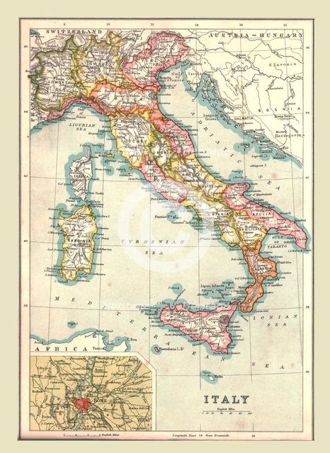 Map of Italy, 1902.  Creator: Unknown.