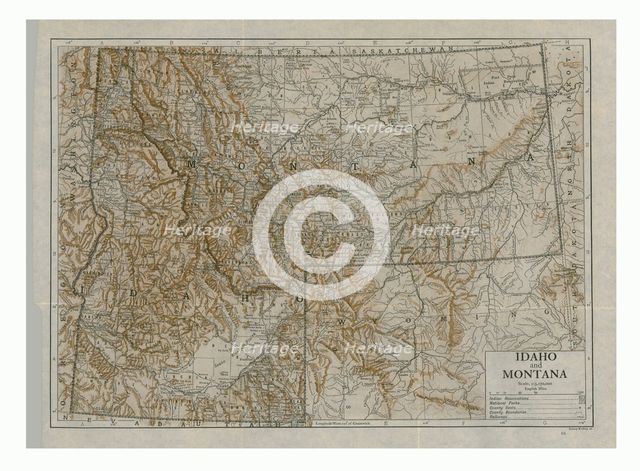 Map of Idaho and Montana, USA, c1910s. Creator: Emery Walker Ltd.