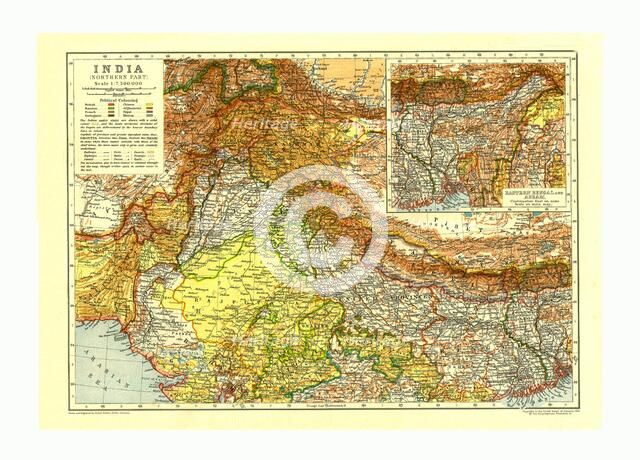 Map of India Northern part, c1910. Artist: Johann Georg Justus Perthes.