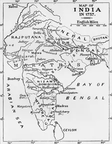 Map of India in 1757 (c1912)