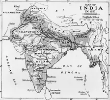 Map of India in 1857 c1912