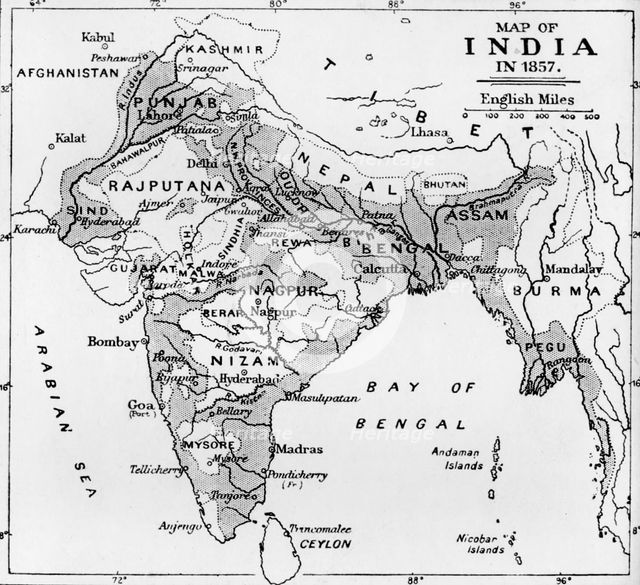 'Map of India in 1857', c1912. Artist: Unknown.