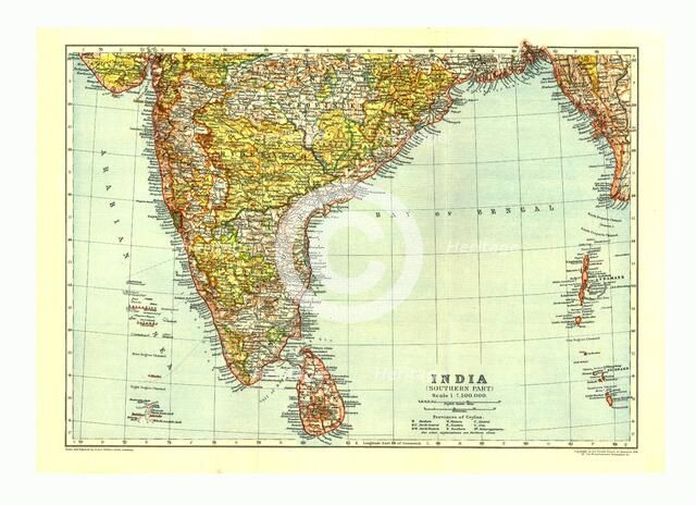 Map of India Southern part, c1910. Artist: Johann Georg Justus Perthes.