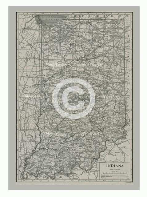 Map of Indiana, USA, c1900s Creator: Emery Walker Ltd.