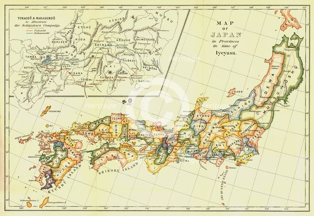 'Map of Japan in Provinces in time of Iyeyasu', 1903. Creator: Unknown.