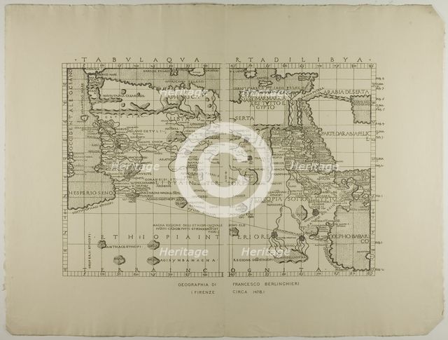 Map of Libya, the Middle East and North Africa, 1478, reprinted 1889. Creator: Unknown.