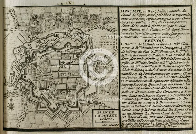 Map of Lippstadt (Germany), 1757-1758 (1765). Creator: Jean de Beaurain.