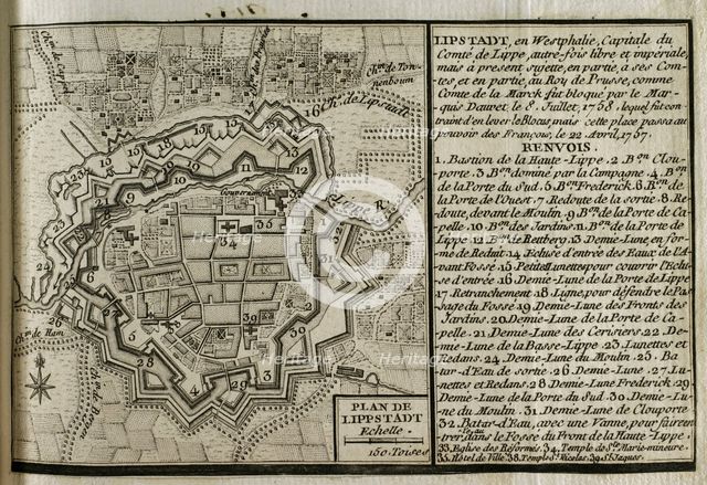 Map of Lippstadt (Germany), 1757-1758 (1765). Creator: Jean de Beaurain.