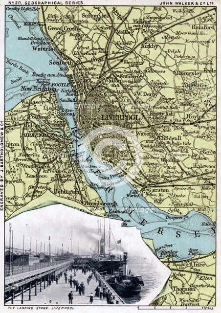 Map of Liverpool, Merseyside, 1903.Artist: John Walker