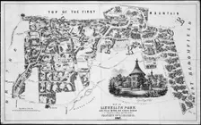 Map of Llewellyn Park and Villa Sites, on Eagle Ridge in Orange & West Bloomfield, 1857., 1857. Creator: Friend & Aub