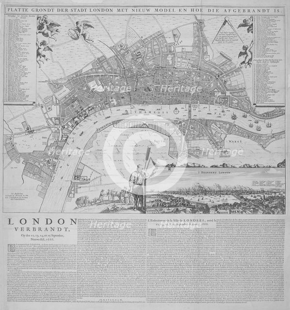 Map of London, 1666.   Artist: Anon