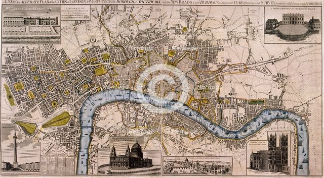 Map of London, 1798. Artist: Anon