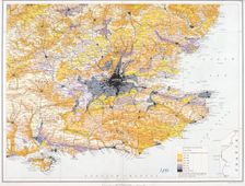Map of London and south-east England, 1891. Artist: John Bartholomew