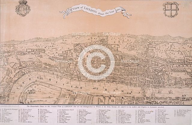 Map of London, c1560. Artist: Anon