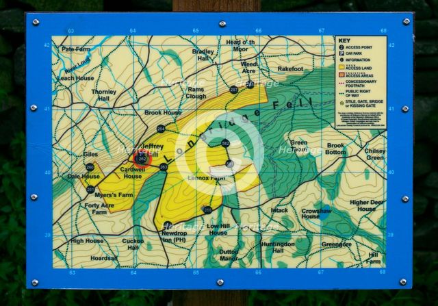 Map of Longridge Fell, Lancashire. Creator: Peter Thompson.