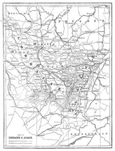 Map of Lorraine and Alsace; Alsace and Lorraine 1875. Creator: Unknown