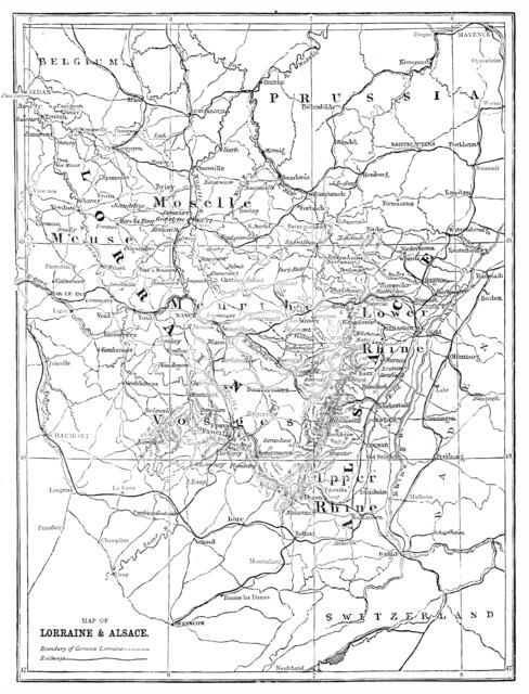 'Map of Lorraine and Alsace; Alsace and Lorraine', 1875. Creator: Unknown.