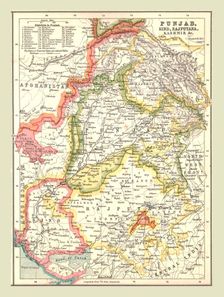 Map of Punjab, Sind, Rajputana and Kashmir, 1902. Creator: Unknown