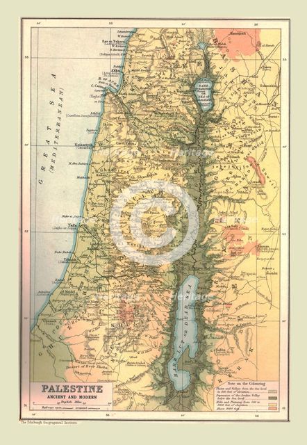 Map of 'Palestine, Ancient and Modern', 1902.  Creator: Unknown.