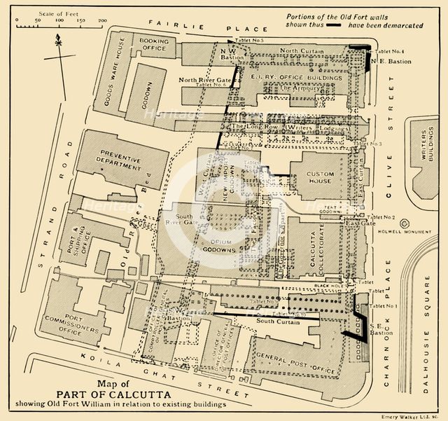'Map of Part of Calcutta showing Old Fort William in relation to existing buildings', 1925. Creator: Unknown.