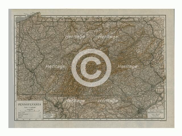 Map of Pennsylvania, 1910. Creator: Emery Walker Ltd.