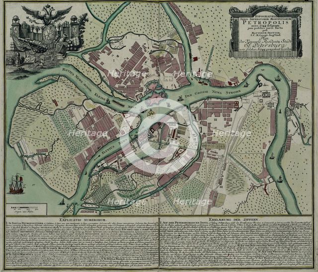 Map of Petersburg, 1744. Artist: Seutter, Matthaeus (1678-1757)