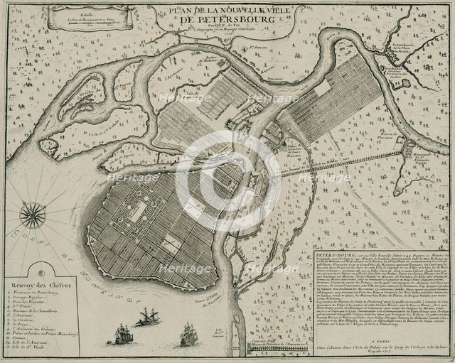 Map of Petersburg, 1717. Artist: De Fer, Nicolas (1646-1720)