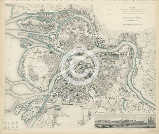 Map of Petersburg, 1834. Artist: Clarke, W.B. (active c. 1836)