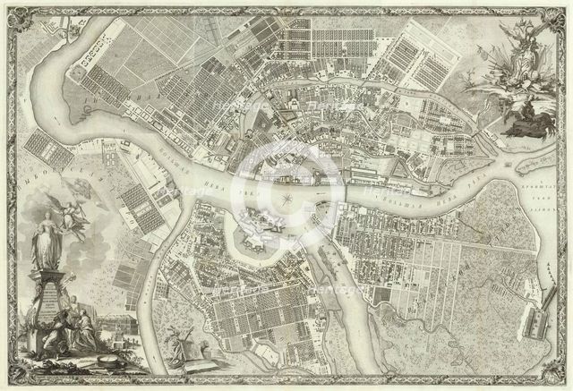 Map of Petersburg (Book to the 50th anniversary of the founding of St. Petersburg), 1753. Artist: Russian Master  