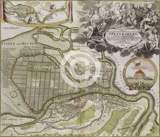 Map of Petersburg (Saint Petersburg master plan). Artist: Le Blond, Jean-Baptiste Alexandre (1679-1719)