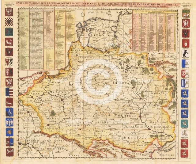 Map of Poland includes portions of Livonia and Grand Duchy of Moscow.