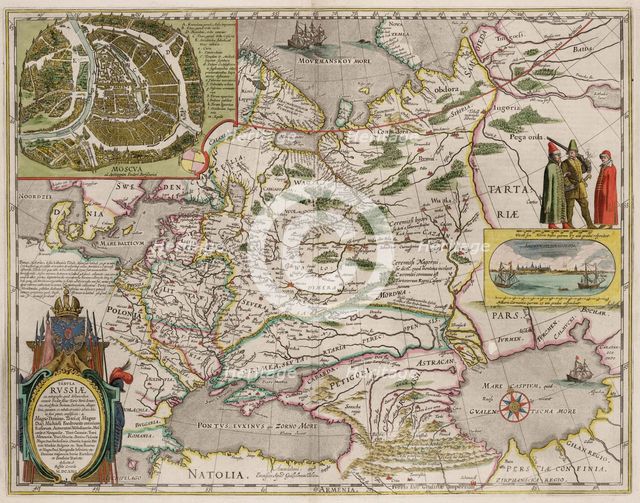 Map of Russia and Moscow (From: Theatrum Orbis Terrarum...), 1645. Artist: Blaeu, Willem Janszoon (1571-1638)