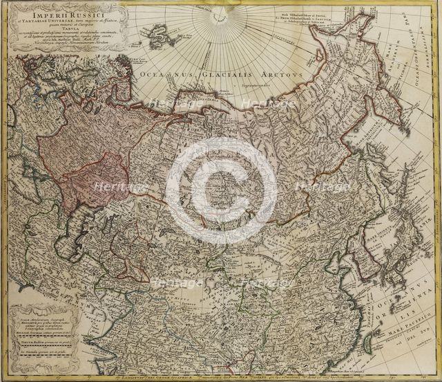 Map of Russia (From: Imperii Russici et Tartariae universae tam majoris et Asiaticae quam minoris et Artist: Hase, Johann Matthias (1684-1742)