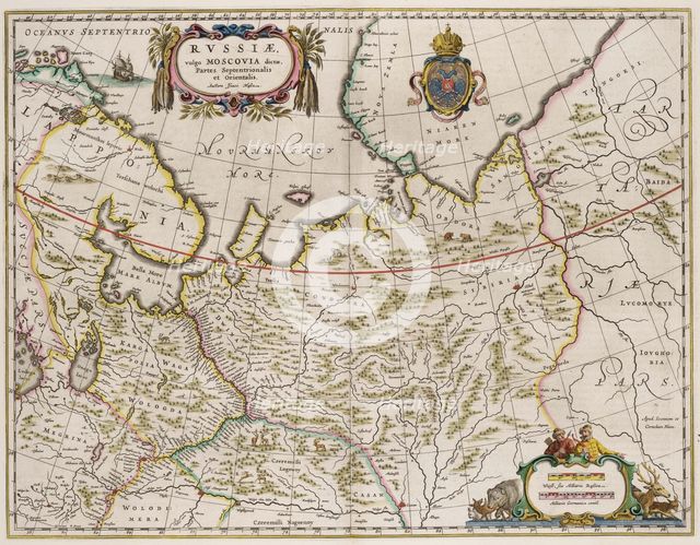 Map of Russia (From: Partes Septentrionalis et Orientalis), 1630s. Artist: Massa, Isaac Abrahamsz. (1586-1643)
