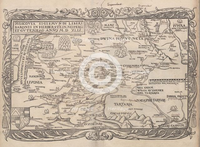 Map of Russia (From: Rerum Moscoviticarum commentarii..), 1556. Artist: Anonymous  