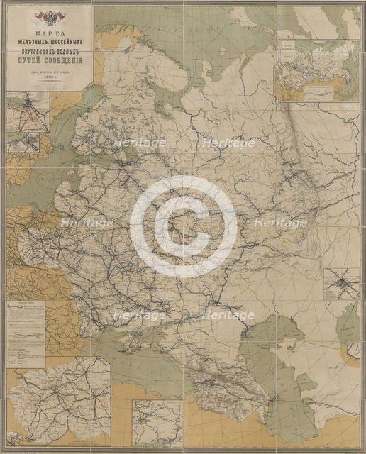 Map of Roads, Railroads and Inland Waterways of the Russian Empire, 1893, 1893. Artist: Anonymous master  