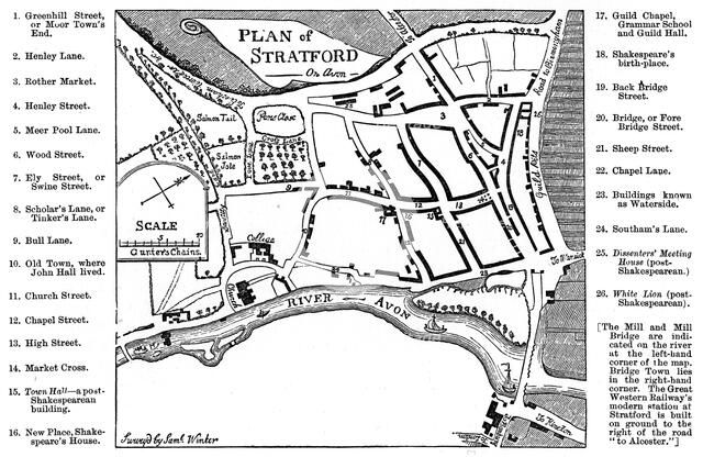 Map of Stratford-upon-Avon, Warwickshire, 1759 (1885).Artist: Edward Hull