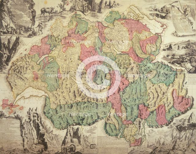 Map of Switzerland, 1740. Creator: Johann Jakob Scheuchzer.
