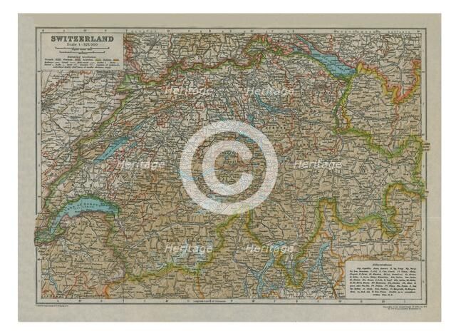 Map of Switzerland. Artist: Unknown.