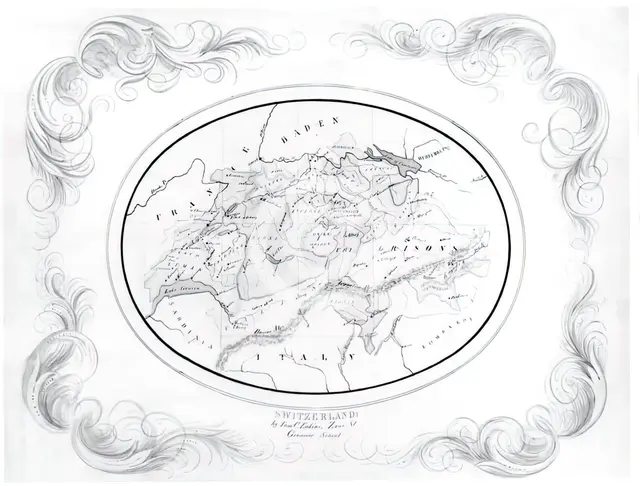 Map Of Switzerland, c. 1856. Creator: Thomas Eakins.