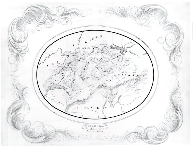 Map Of Switzerland, c. 1856. Creator: Thomas Eakins.