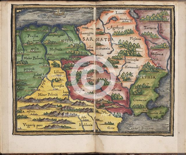 Map of Sarmatia (From: Rudimenta Cosmographica), 1542. Artist: Honterus (Honter), Johannes (1498-1549)