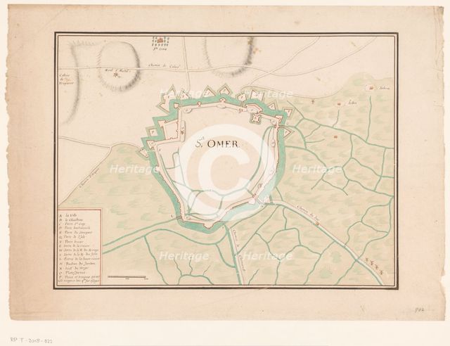 Map of Sint-Omaars, 1650-1700. Creator: Anon.