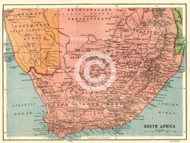 Map of South Africa, c1914, (c1920).  Creator: John Bartholomew & Son.