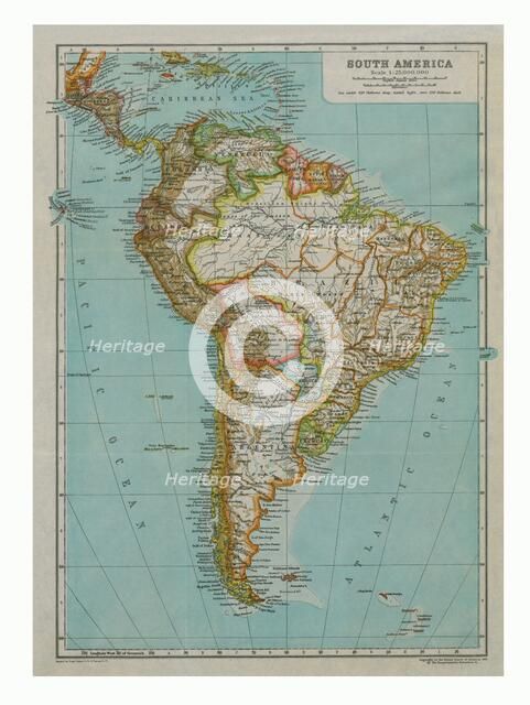 Map of South America, c1910. Artist: Gull Engraving Company.