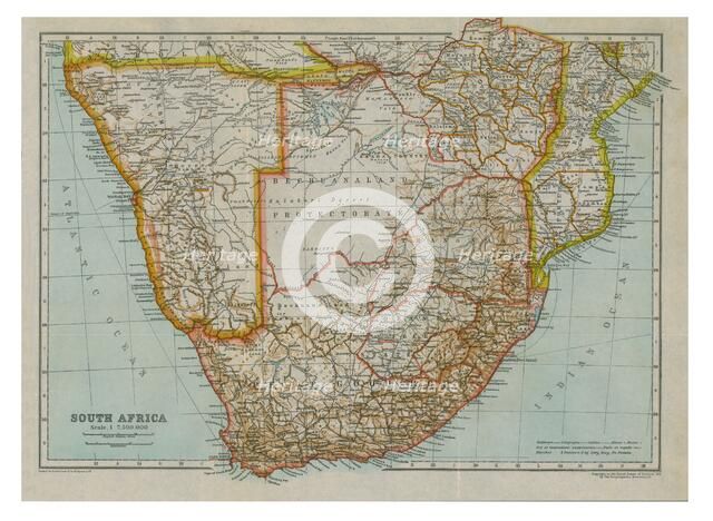 'Map of South (Southern) Africa, c1910. Artist: Gull Engraving Company.