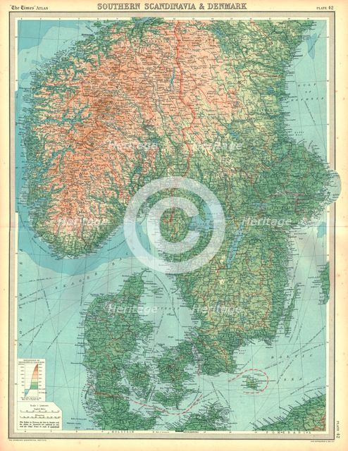 Map of Southern Scandinavia and Denmark. Artist: Unknown.
