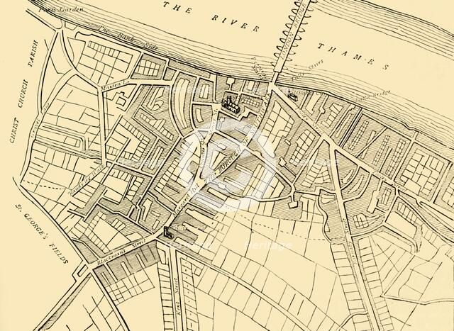 'Map of Southwark, 1720', (c1878). Creator: Unknown.