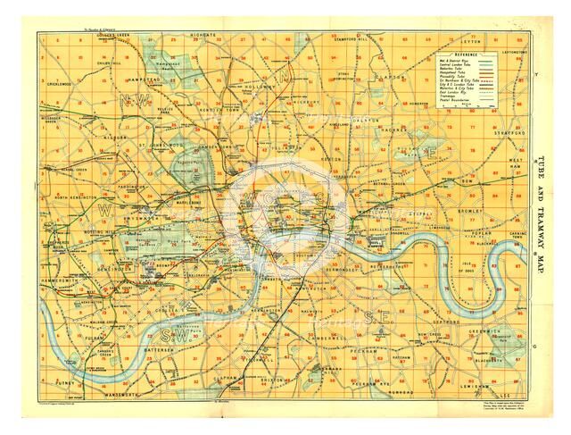 Map of Tube and Tramway, c1922. Artist: HM Stationery Office.