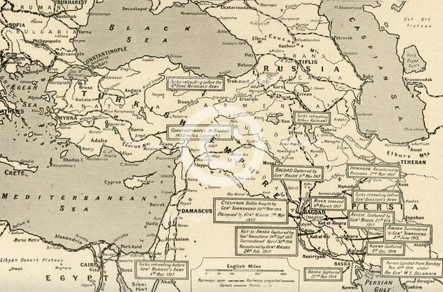 'Map of Two and a Half Years' Campaign in Mesopotamia', 1917. Creator: Unknown.